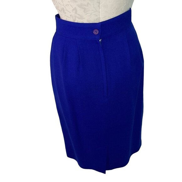 Cache Vintage Womens Skirt Suit Blue Size 4 By Joseph Ho Applique Pure Wool - Picture 9 of 10